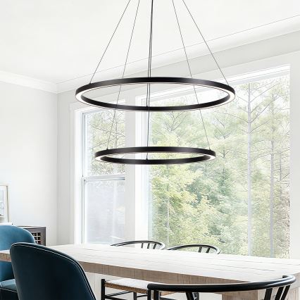 Brilagi - LED luster s mogućnošću prigušivanja na sajli PORTOFINO LED/98W/230V 3000-6000K Ø 80 cm crni + daljinski upravljač