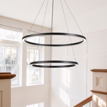 Brilagi - LED luster s mogućnošću prigušivanja na sajli PORTOFINO LED/98W/230V 3000-6000K Ø 80 cm crni + daljinski upravljač