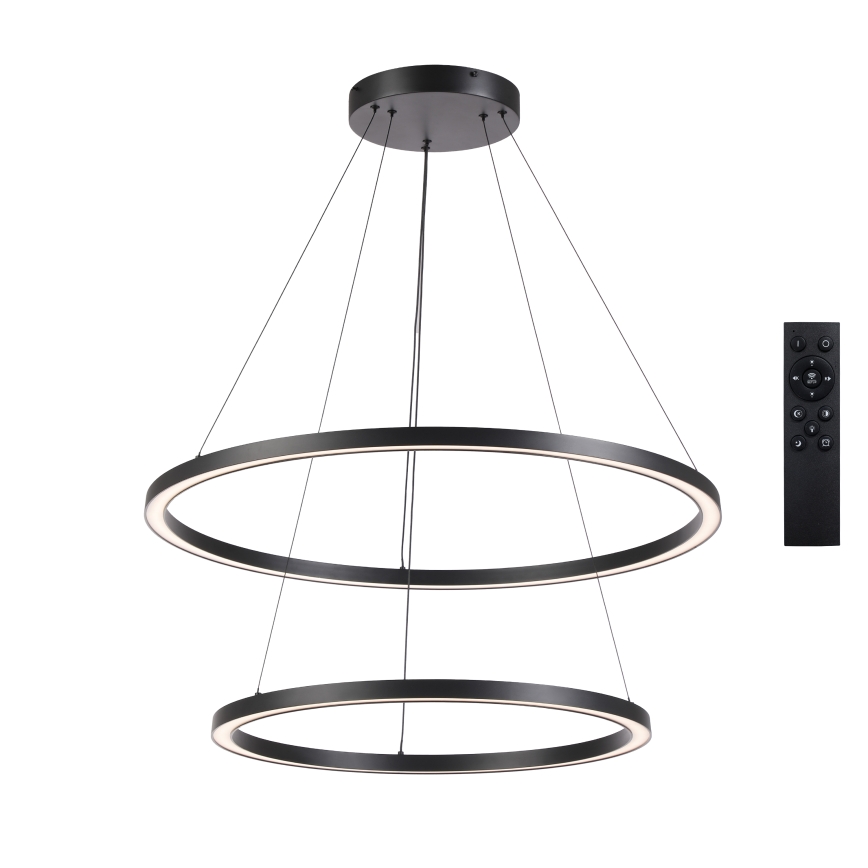 Brilagi - LED luster s mogućnošću prigušivanja na sajli PORTOFINO LED/98W/230V 3000-6000K Ø 80 cm crni + daljinski upravljač