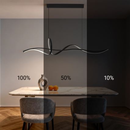 Brilagi - LED luster s mogućnošću prigušivanja na sajli SIGNATURE LED/55W/230V 3000-6000K 120x23 cm crna + daljinski upravljač
