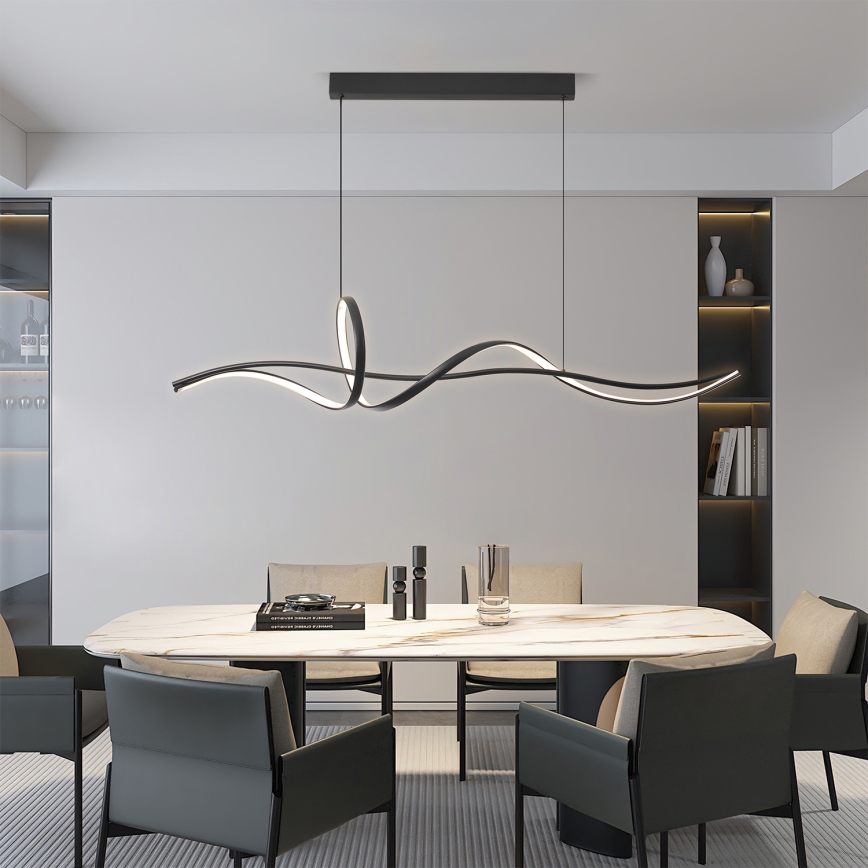 Brilagi - LED luster s mogućnošću prigušivanja na sajli SIGNATURE LED/55W/230V 3000-6000K 120x23 cm crna + daljinski upravljač