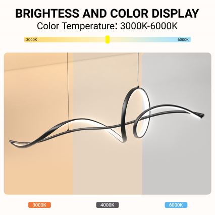 Brilagi - LED luster s mogućnošću prigušivanja na sajli SIGNATURE LED/55W/230V 3000-6000K 120x23 cm crna + daljinski upravljač