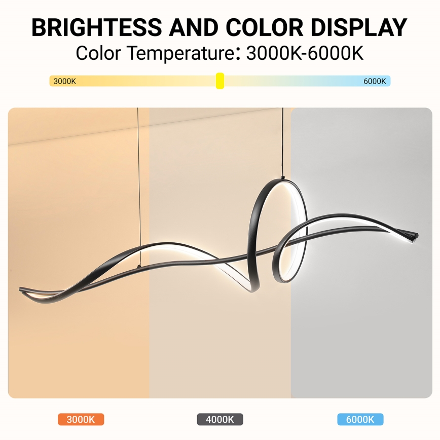 Brilagi - LED luster s mogućnošću prigušivanja na sajli SIGNATURE LED/55W/230V 3000-6000K 120x23 cm crna + daljinski upravljač