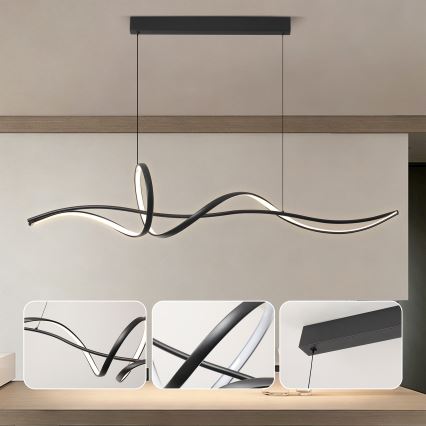 Brilagi - LED luster s mogućnošću prigušivanja na sajli SIGNATURE LED/55W/230V 3000-6000K 120x23 cm crna + daljinski upravljač