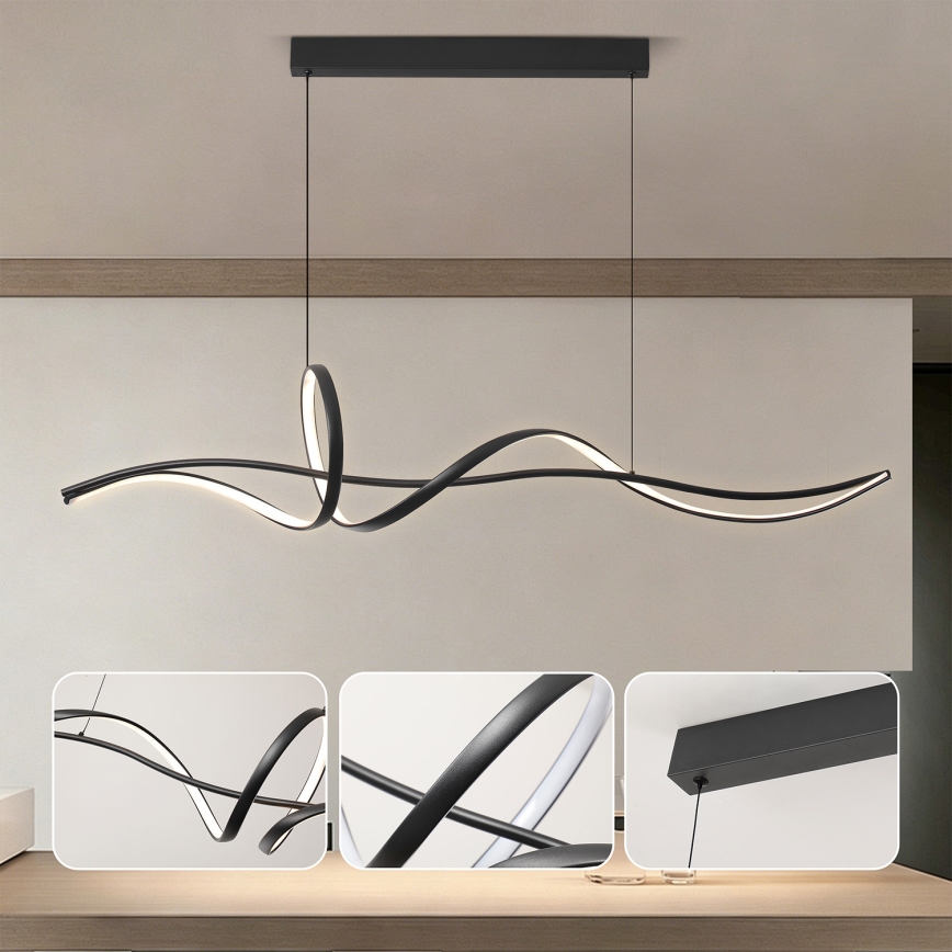 Brilagi - LED luster s mogućnošću prigušivanja na sajli SIGNATURE LED/55W/230V 3000-6000K 120x23 cm crna + daljinski upravljač