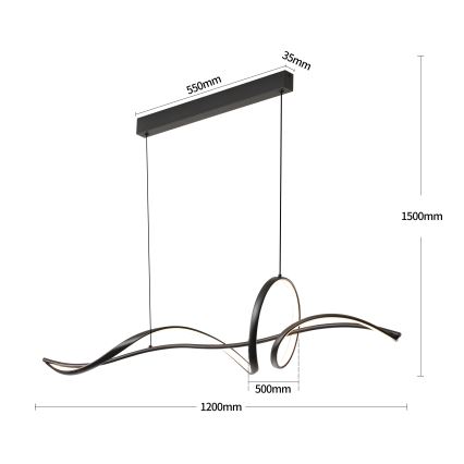 Brilagi - LED luster s mogućnošću prigušivanja na sajli SIGNATURE LED/55W/230V 3000-6000K 120x23 cm crna + daljinski upravljač