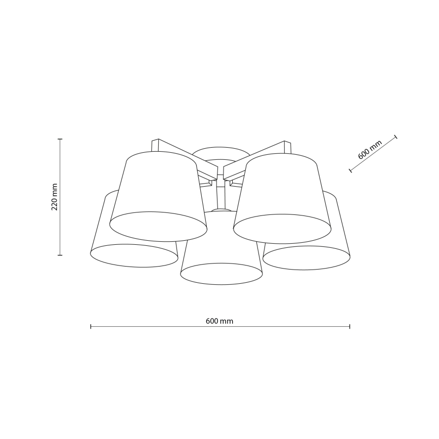 BRILAGI - LED luster za površinsku montažu LATTE 5xE27/15W/230V borovina/bijela