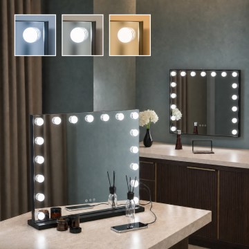 BRILAGI - LED make-up ogledalo s prigušivanjem HOLLYWOOD LED/15W/230V CCT + 2x USB 60x50 cm crno