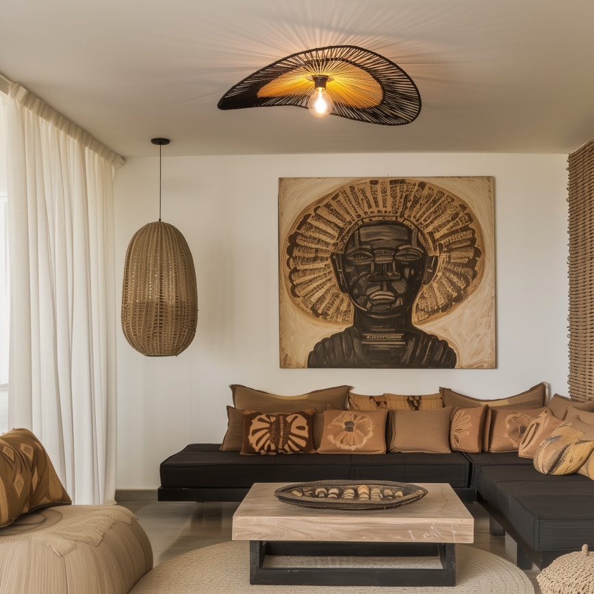 Brilagi - LED nadgradna stropna svjetiljka CERIA BOHO 1xE27/40W/230V promjer 50 cm crna/smeđa