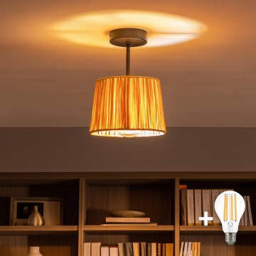 Brilagi - LED nadgradna stropna svjetiljka CERIA BOHO 1xE27/60W/230V Ø 20 cm crna/rafija