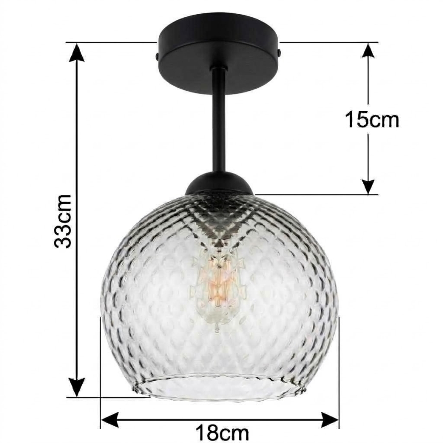 BRILAGI - LED nadgradni luster RETRO GLASS 1xE27/60W/230V Ø 18 cm crna/zadimljeno siva