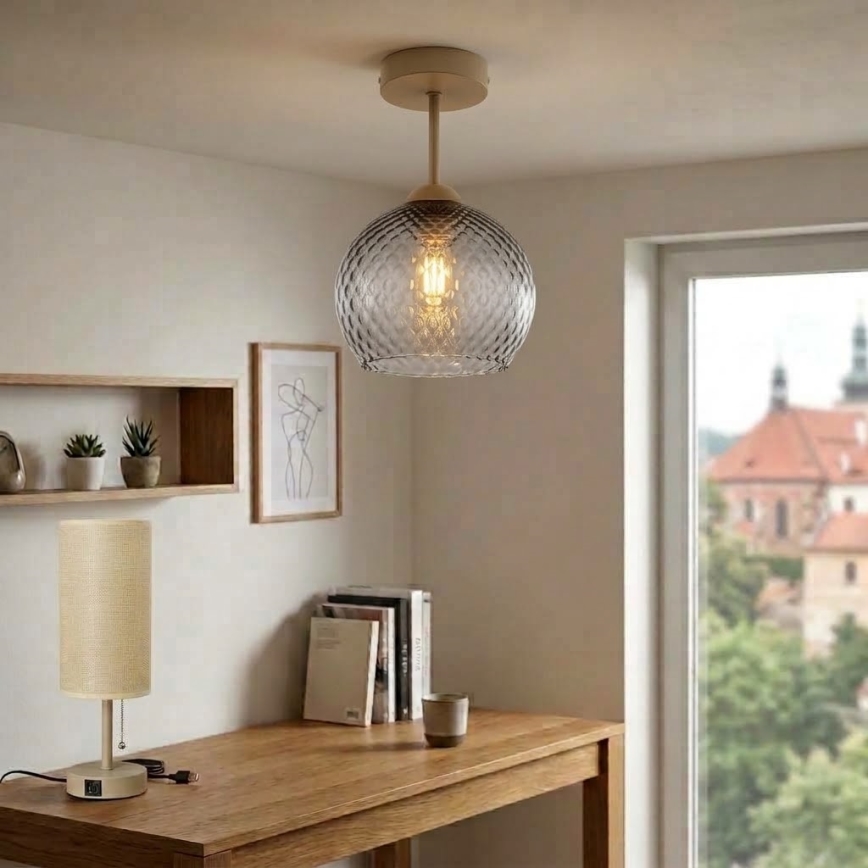 BRILAGI - LED Nadgradni luster RETRO GLASS 1xE27/60W/230V Ø 25 cm bež/dimno siva