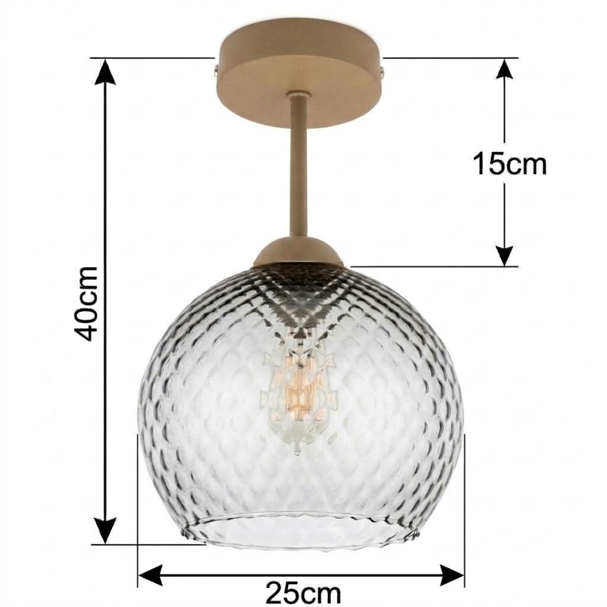 BRILAGI - LED Nadgradni luster RETRO GLASS 1xE27/60W/230V Ø 25 cm bež/dimno siva