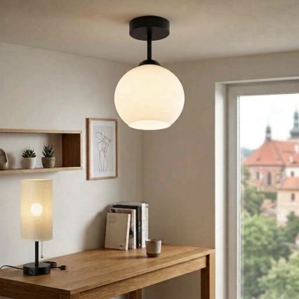 BRILAGI - LED Nadgradna stropna svjetiljka RETRO GLASS 1xE27/60W/230V, promjer 15 cm, crna/bijela