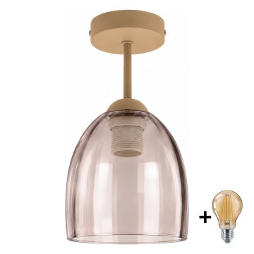 BRILAGI - LED Nadgradna stropna svjetiljka RETRO GLASS 1xE27/60W/230V Ø 17 cm bež/dimno-bež