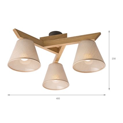 Brilagi - LED  Nadgradni luster ANTHONY 3xE14/40W/230V hrast/bež