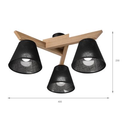 Brilagi - LED  Nadgradni luster ANTHONY 3xE14/40W/230V hrast/crna