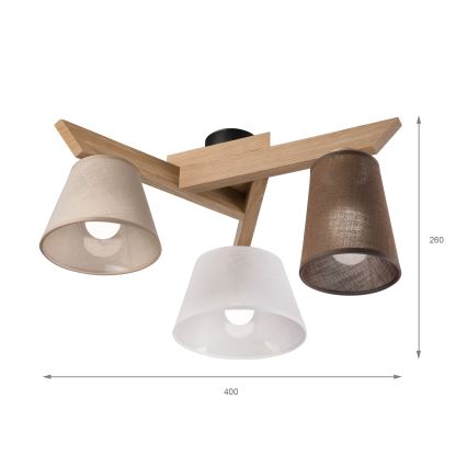 Brilagi - LED  Nadgradni luster ANTHONY 3xE14/40W/230V hrast