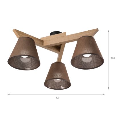 Brilagi - LED  Nadgradni luster ANTHONY 3xE14/40W/230V hrast/smeđa