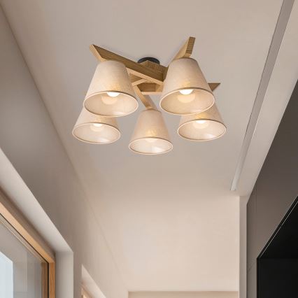 Brilagi - LED  Nadgradni luster ANTHONY 5xE14/40W/230V hrast/bež