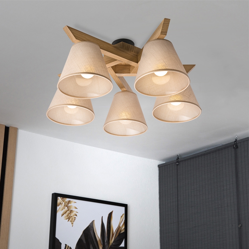 Brilagi - LED  Nadgradni luster ANTHONY 5xE14/40W/230V hrast/bež