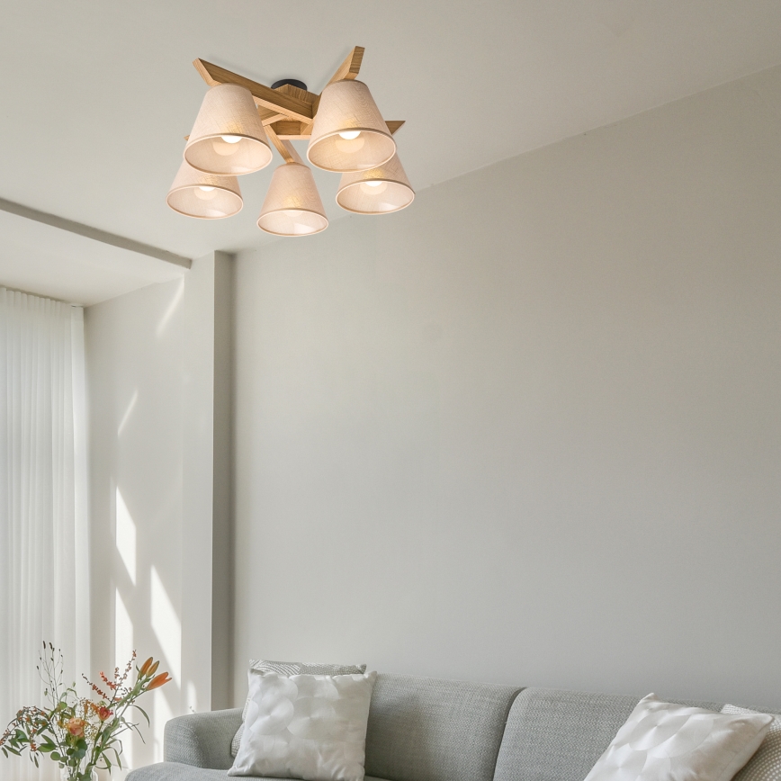 Brilagi - LED  Nadgradni luster ANTHONY 5xE14/40W/230V hrast/bež