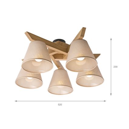 Brilagi - LED  Nadgradni luster ANTHONY 5xE14/40W/230V hrast/bež