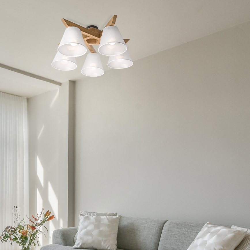 Brilagi - LED  Nadgradni luster ANTHONY 5xE14/40W/230V hrast/bijela