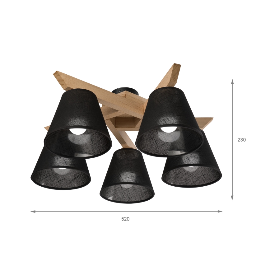 Brilagi - LED  Nadgradni luster ANTHONY 5xE14/40W/230V hrast/crna