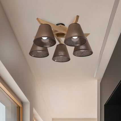 Brilagi - LED  Nadgradni luster ANTHONY 5xE14/40W/230V hrast/smeđa