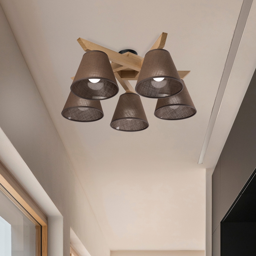 Brilagi - LED  Nadgradni luster ANTHONY 5xE14/40W/230V hrast/smeđa