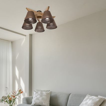 Brilagi - LED  Nadgradni luster ANTHONY 5xE14/40W/230V hrast/smeđa