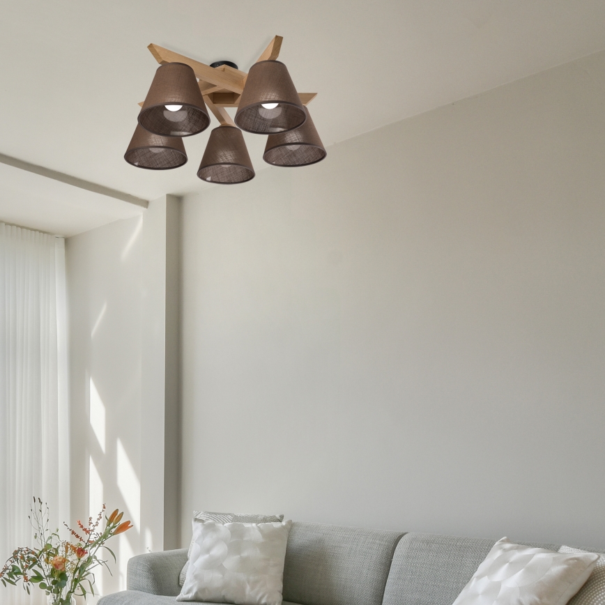 Brilagi - LED  Nadgradni luster ANTHONY 5xE14/40W/230V hrast/smeđa