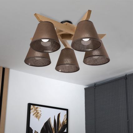 Brilagi - LED  Nadgradni luster ANTHONY 5xE14/40W/230V hrast/smeđa