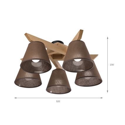 Brilagi - LED  Nadgradni luster ANTHONY 5xE14/40W/230V hrast/smeđa