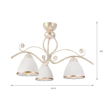 Brilagi - LED nadgradni luster ANTICO 3xE27/60W/230V 3000K bijela patina