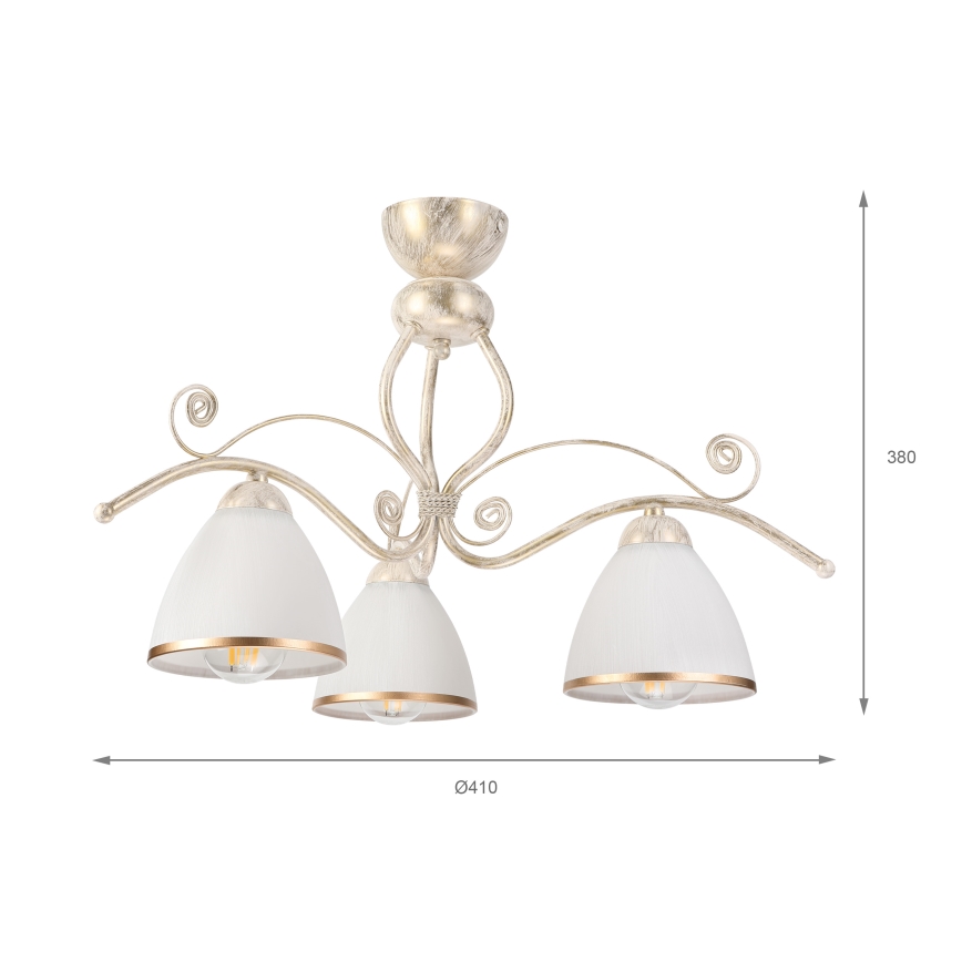 Brilagi - LED nadgradni luster ANTICO 3xE27/60W/230V bijela patina