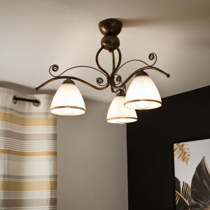 Brilagi - LED Nadgradni luster ANTICO 3xE27/60W/230V bronca patina