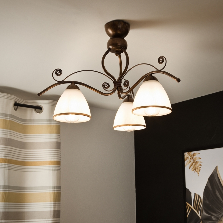 Brilagi - LED Nadgradni luster ANTICO 3xE27/60W/230V bronca patina