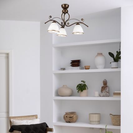 Brilagi - LED Nadgradni luster ANTICO 3xE27/60W/230V bronca patina