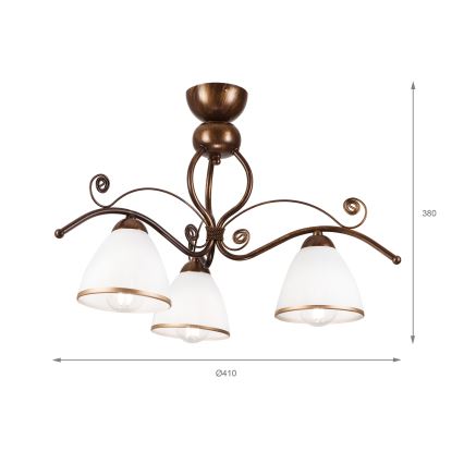Brilagi - LED Nadgradni luster ANTICO 3xE27/60W/230V bronca patina