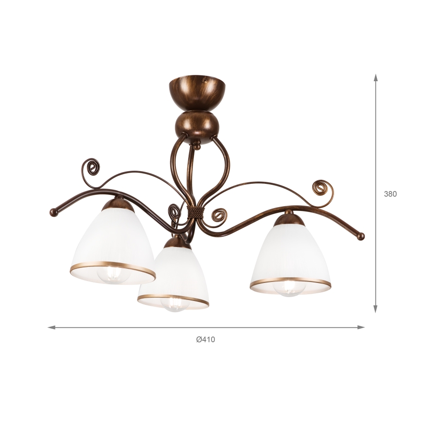 Brilagi - LED Nadgradni luster ANTICO 3xE27/60W/230V bronca patina