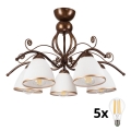 Brilagi - LED Nadgradni luster ANTICO 5xE27/60W/230V bronca patina
