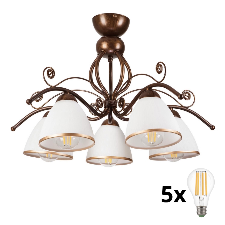 Brilagi - LED Nadgradni luster ANTICO 5xE27/60W/230V bronca patina