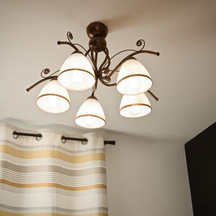 Brilagi - LED Nadgradni luster ANTICO 5xE27/60W/230V bronca patina