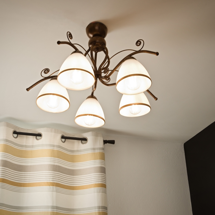 Brilagi - LED Nadgradni luster ANTICO 5xE27/60W/230V bronca patina