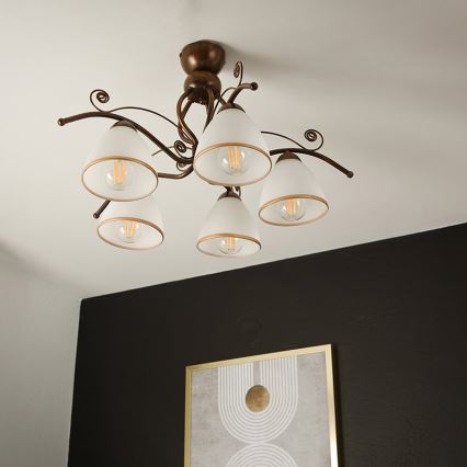 Brilagi - LED Nadgradni luster ANTICO 5xE27/60W/230V bronca patina