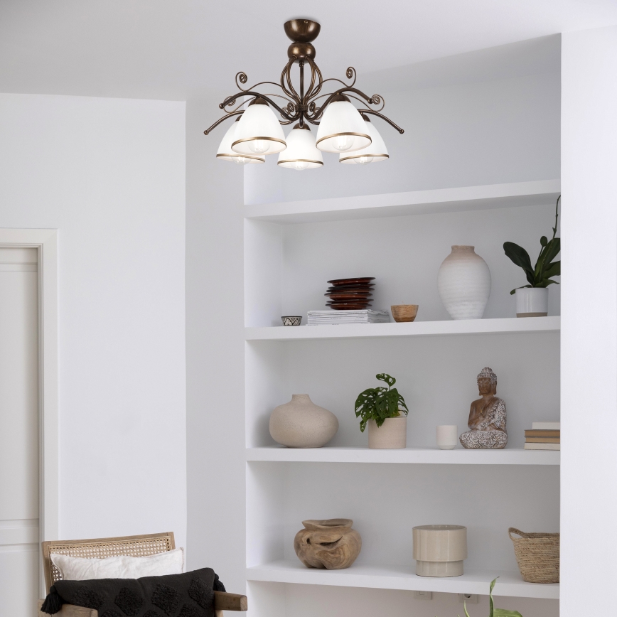Brilagi - LED Nadgradni luster ANTICO 5xE27/60W/230V bronca patina
