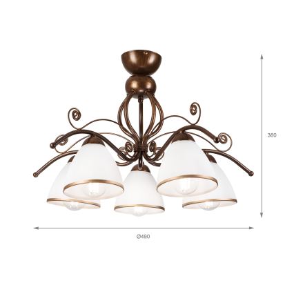Brilagi - LED Nadgradni luster ANTICO 5xE27/60W/230V bronca patina
