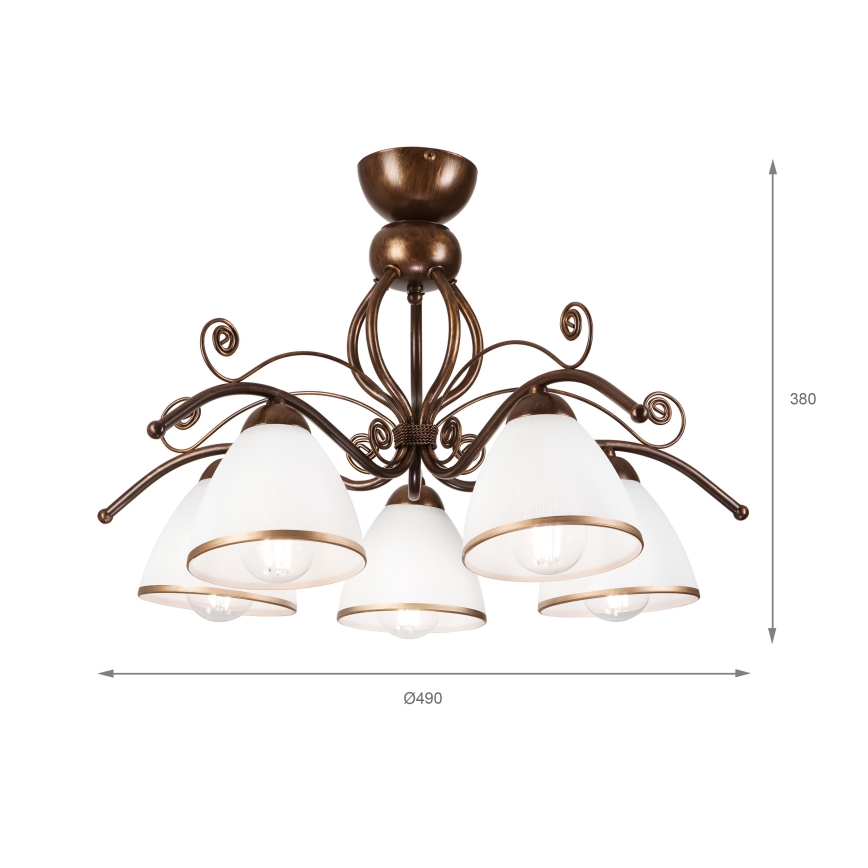 Brilagi - LED Nadgradni luster ANTICO 5xE27/60W/230V bronca patina